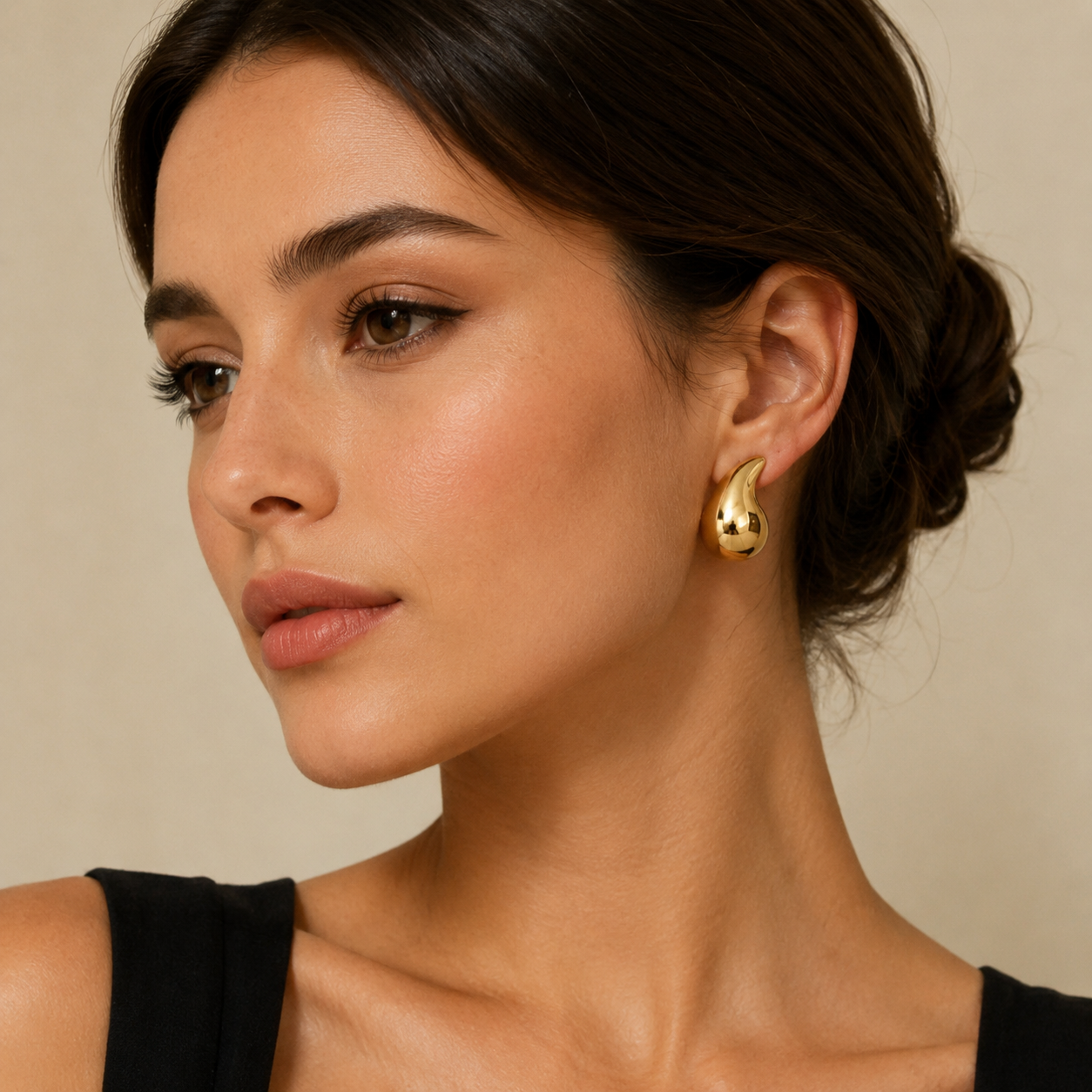 Teardrop Statement Earrings for Women | Lightweight Chunky Gold Stud Earrings