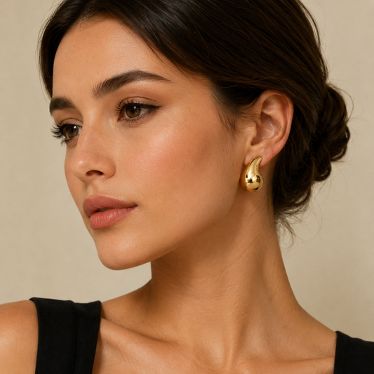 Teardrop Statement Earrings for Women | Lightweight Chunky Gold Stud Earrings