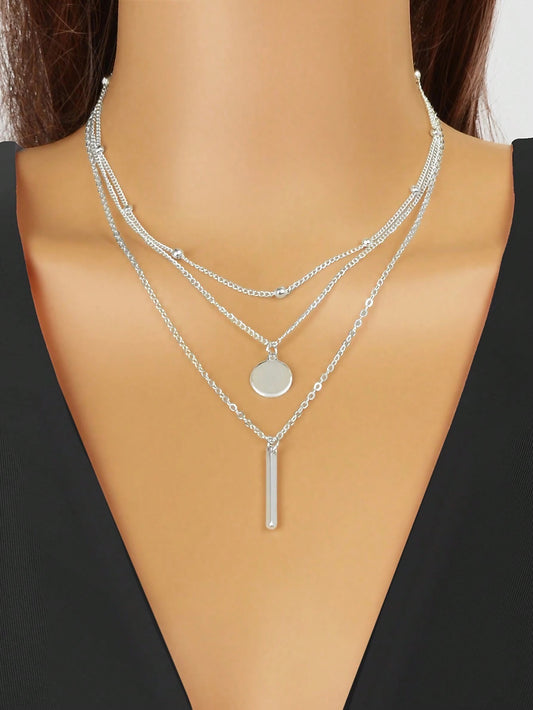 Triple Layer Necklace - Silver