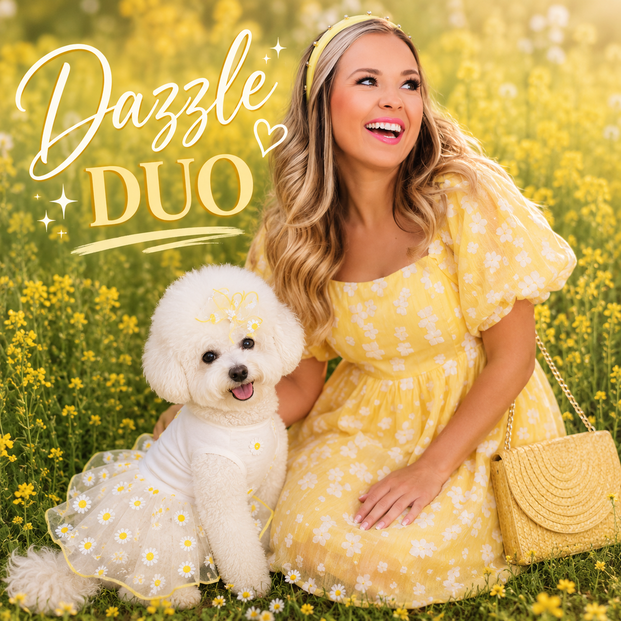 Floral Print Jacquard Dress - Yellow