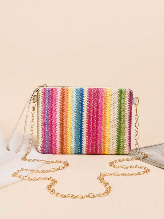 Multi-Colored Weave Pattern Wristlet Clutch & Handbag