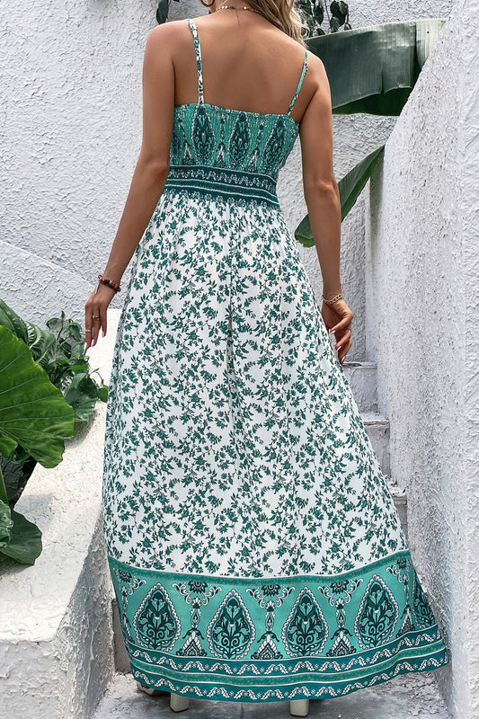 Emerald Garden Smocked Maxi Dress | Boho Floral Summer Dress for Women