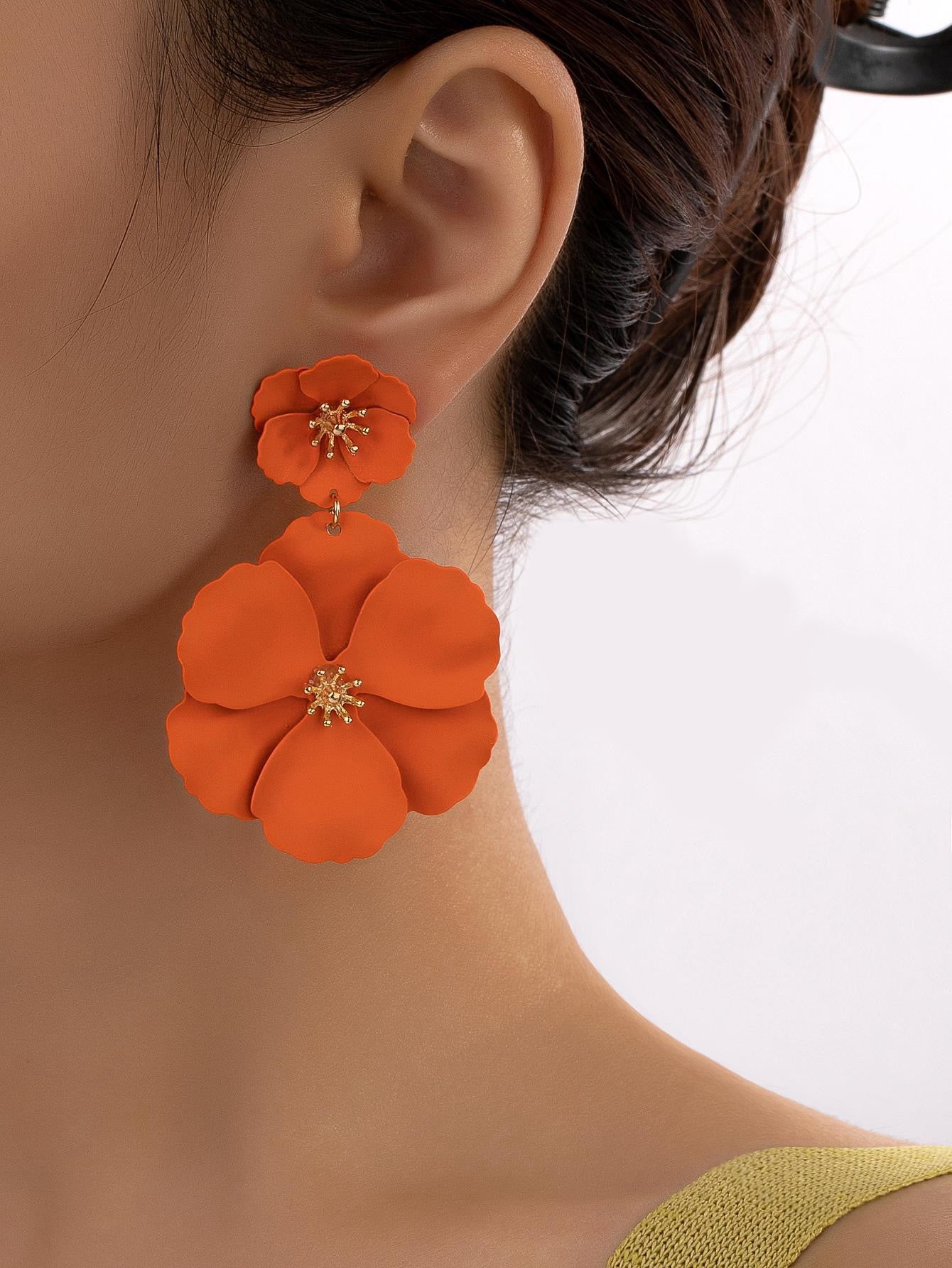 Orange Flower Blossom Earring