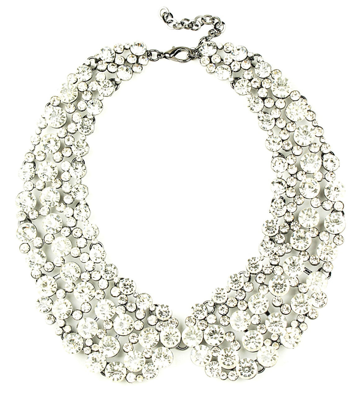 Clear Crystal Diana Rhinestone Statement Bib Necklace for Women – Silver-Tone Sparkly Collar Necklace for Weddings, Formal Events & Evening Wear
