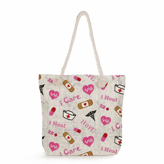 Nurse “I Care” Tote Bag - Pink