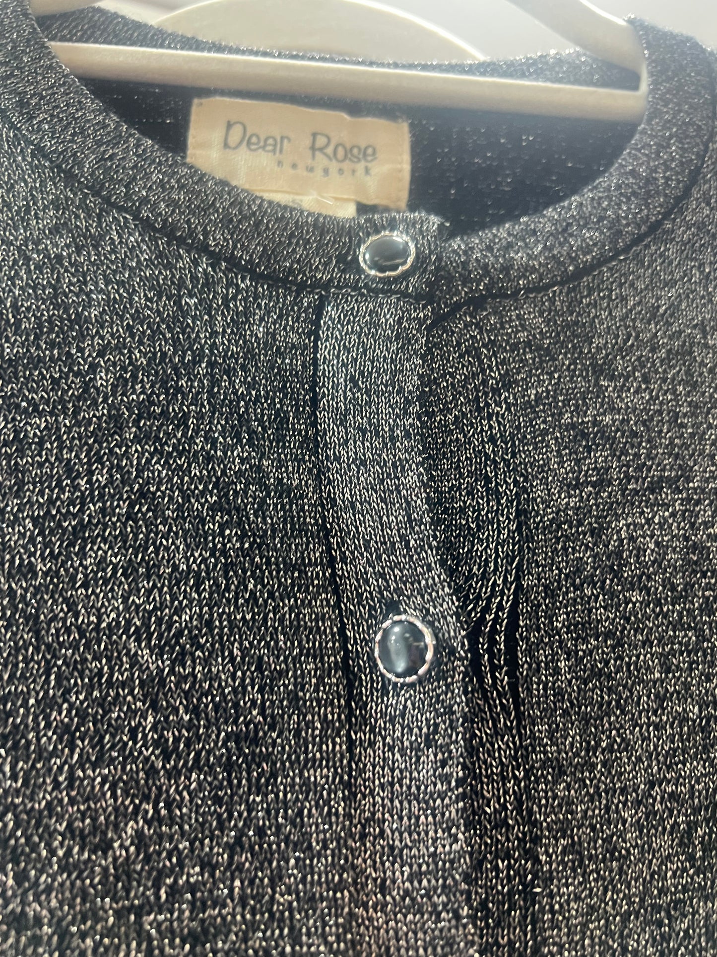Dear Rose Metallic Knit Button-Front Cardigan | Lightweight Shimmer Sweater