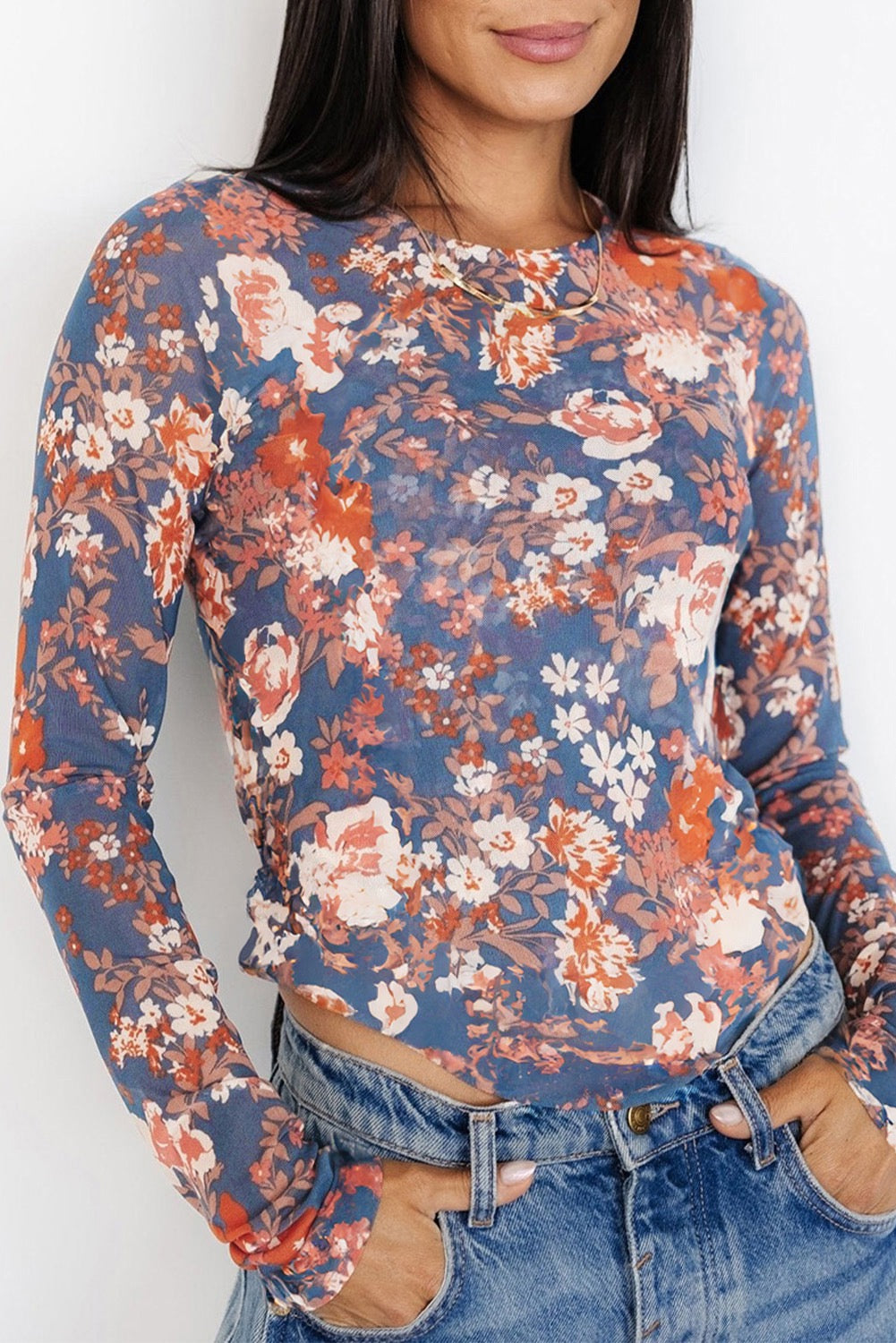 Floral Print Sheer Top - Orchard Petal