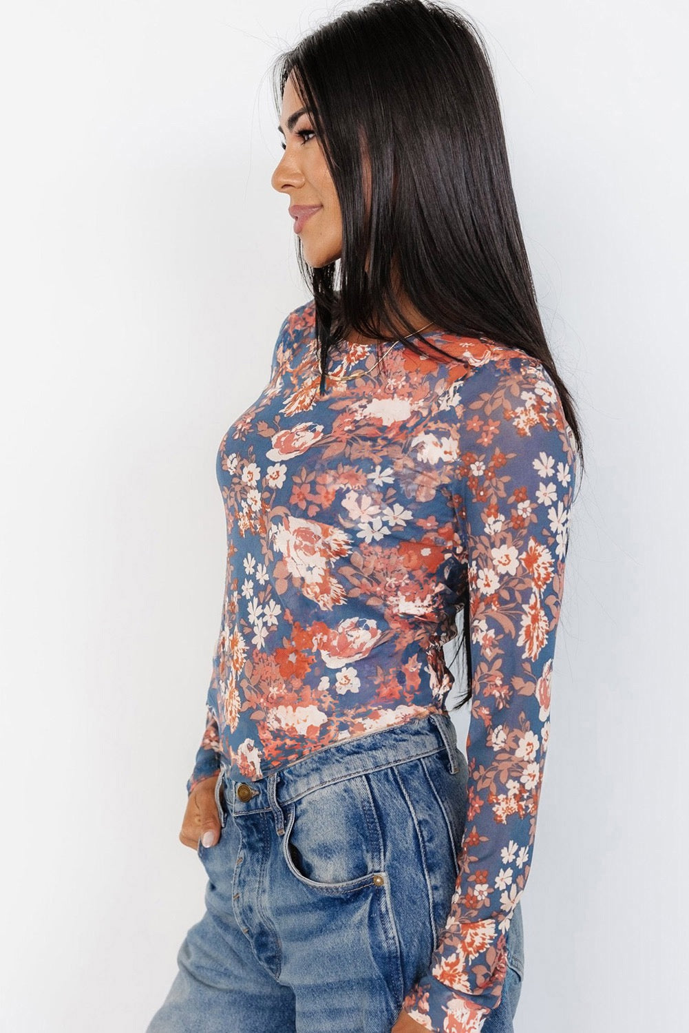 Floral Print Sheer Top - Orchard Petal