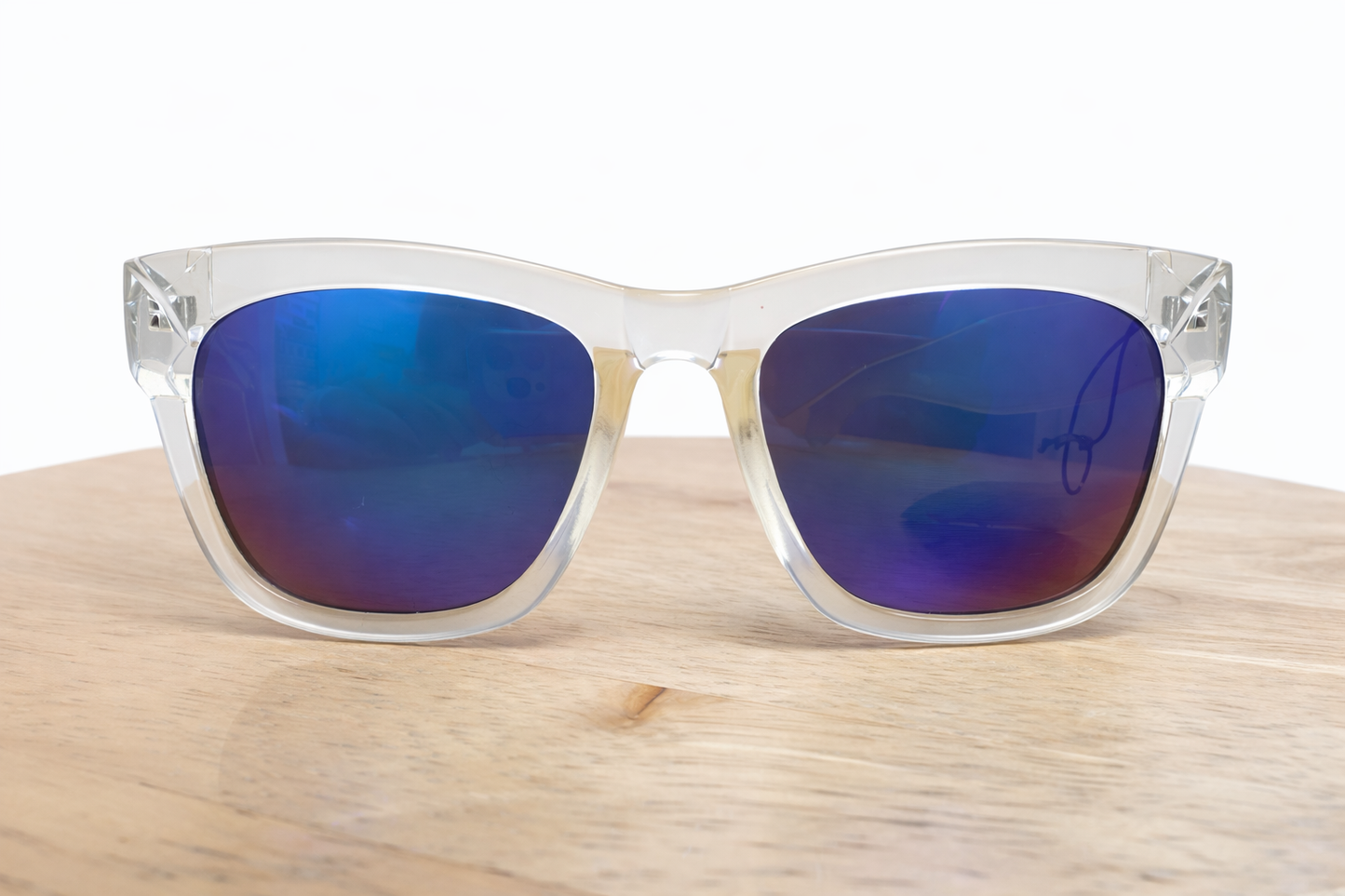 Clear Frame Blue Mirror Sunglasses | Modern Chic Statement Shades