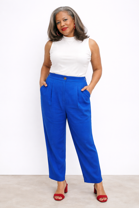 Cobalt Blue Tailored Pull-On Pants | Polished wide-Leg Women’s Trousers