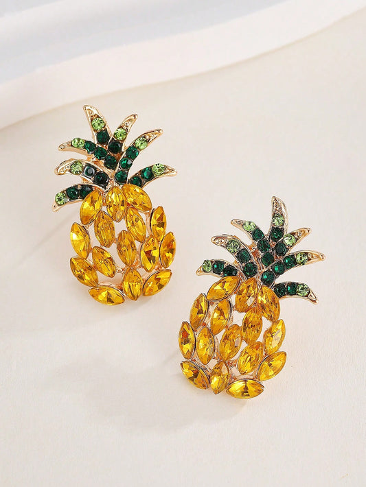 Rhinestone Pineapple Earrings