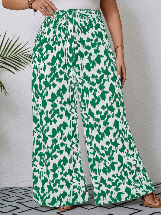 Spotted Animal Print Pants -Green