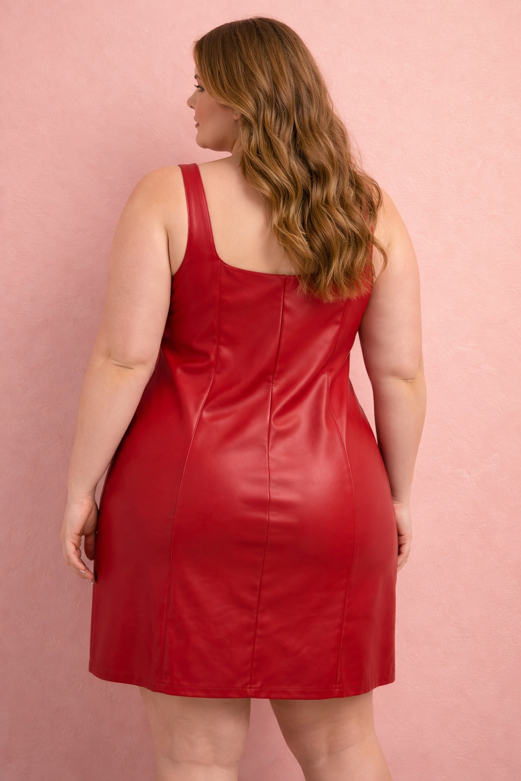 Red Faux Leather Slip Dress
