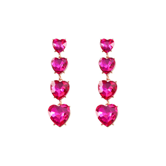 Heart Shape Drop Earring -Pink