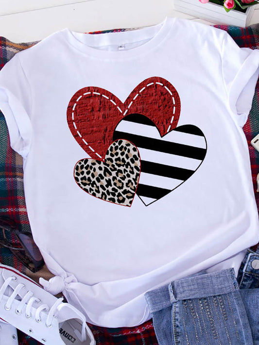 Triple Hearts Print Graphic T-Shirt