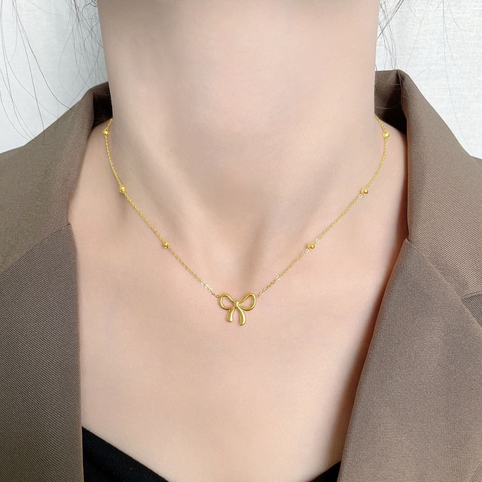 Bow Necklace -Gold