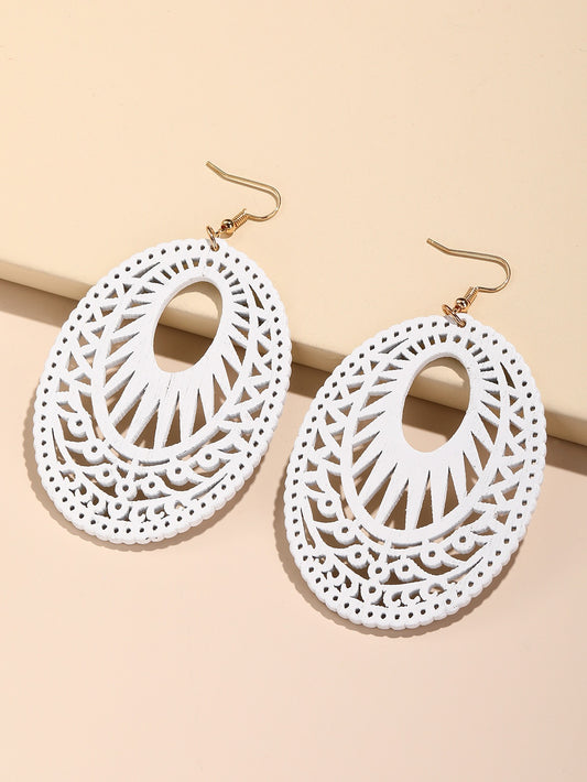 Wood Hollow Earring - White