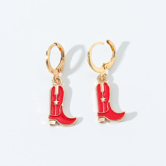 Cowgirl Boot Earrings - Red