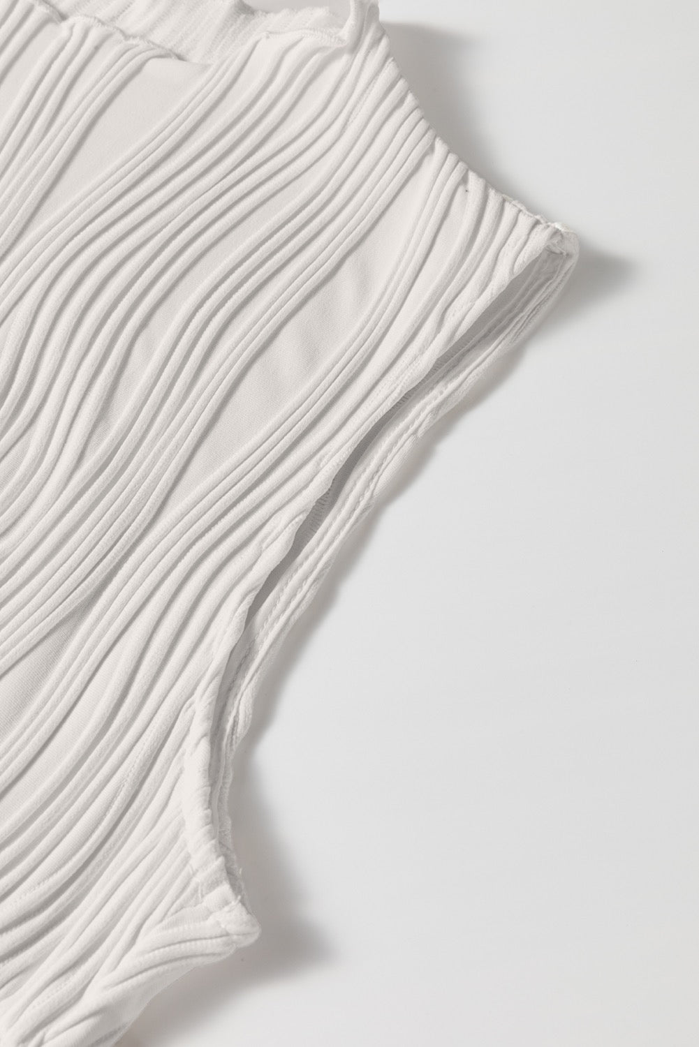 Ivory Ribbed Mock Neck Sleeveless Top – Textured Knit Blouse