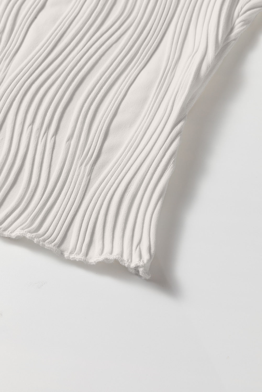 Ivory Ribbed Mock Neck Sleeveless Top – Textured Knit Blouse