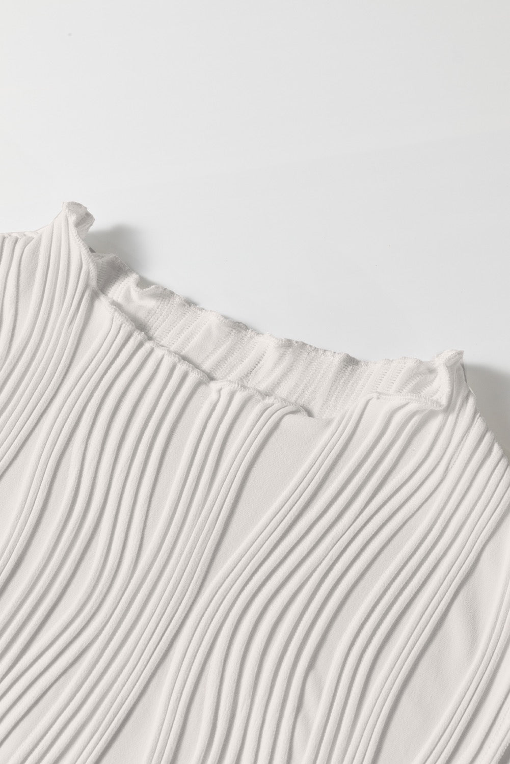 Ivory Ribbed Mock Neck Sleeveless Top – Textured Knit Blouse