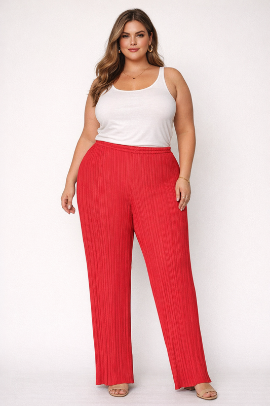 Pleated Pants - Red