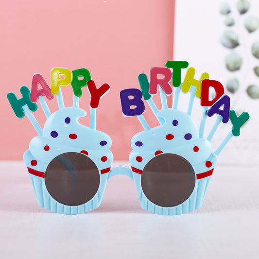 Happy Birthday Children Sunglasses - Blue frame in the shape of birthday cupcakes