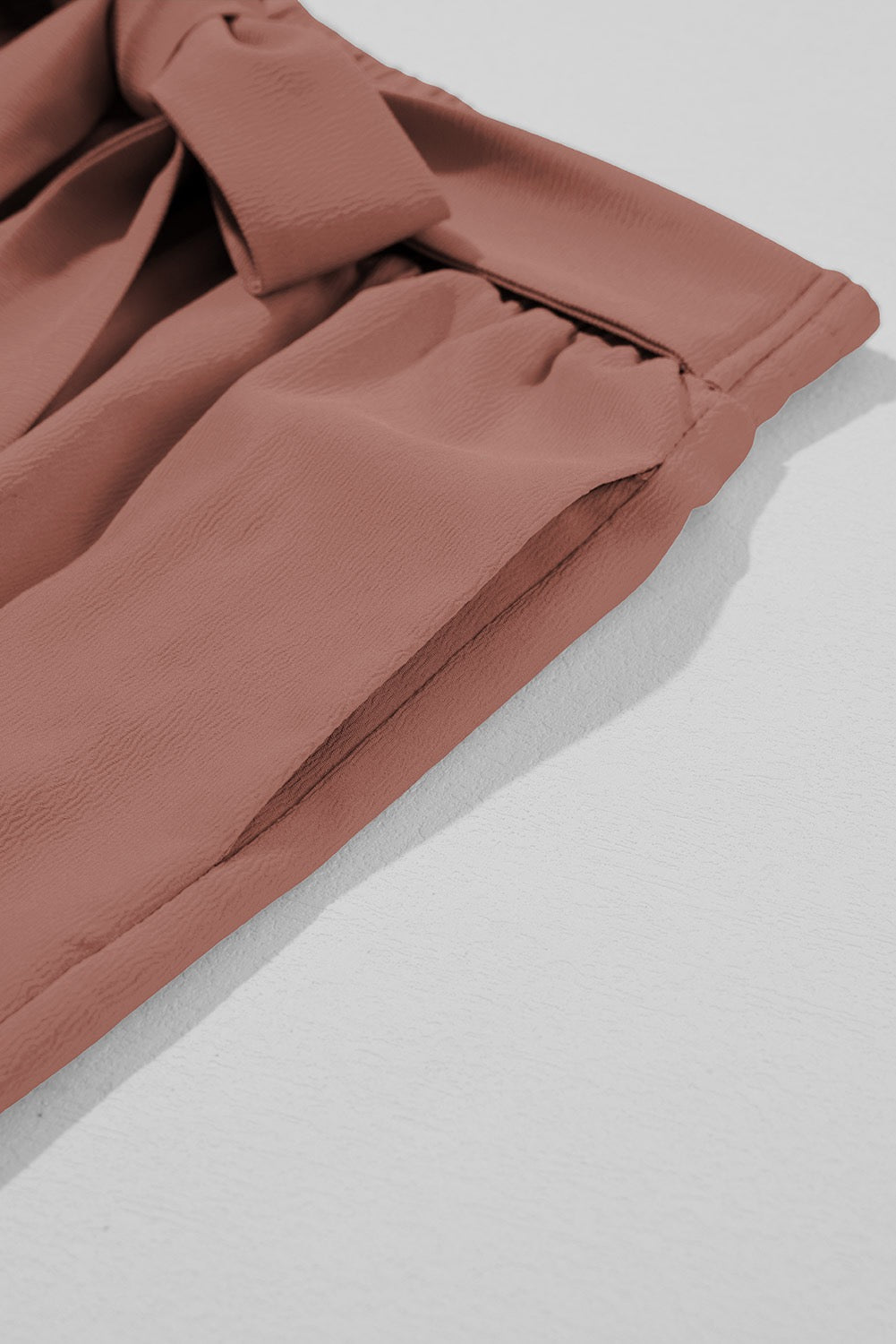 Mocha High-Waisted Wide-Leg Pants with Tie Waist