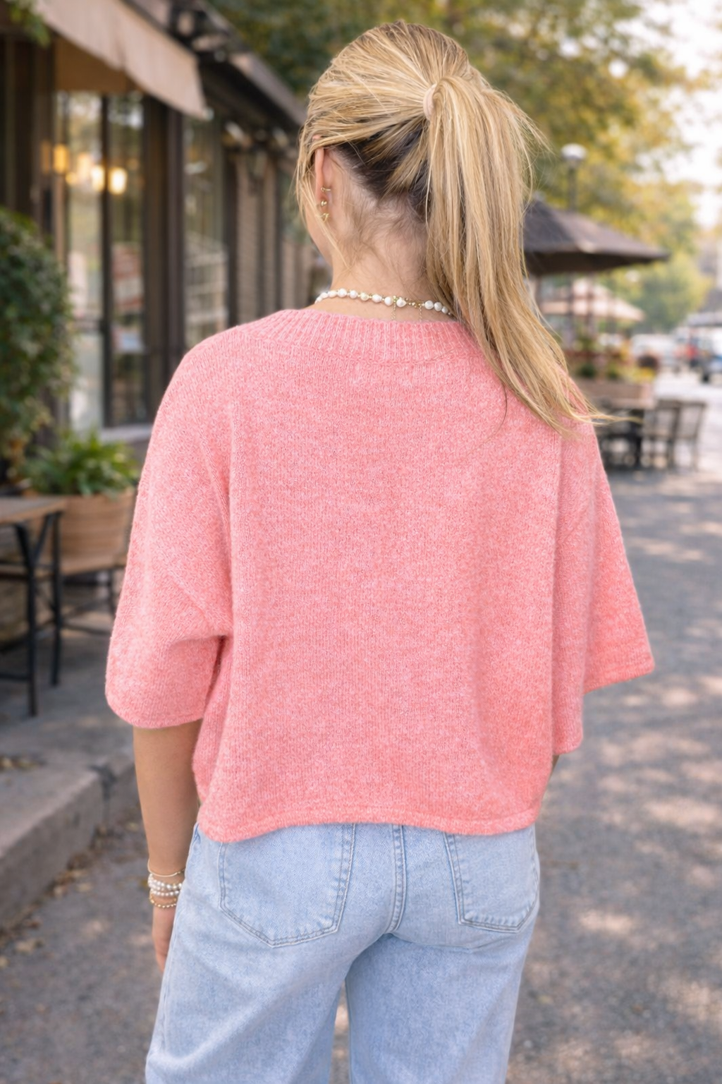 Pink Breeze Soft Knit Button Front Top