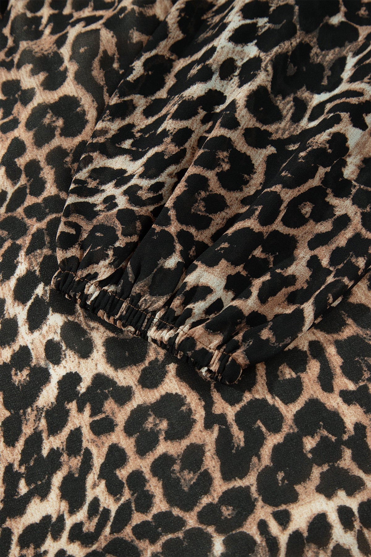 Wildly Chic Leopard Print Mock Neck Ruffle Mini Dress – Long Sleeve Flowy Women’s Dress