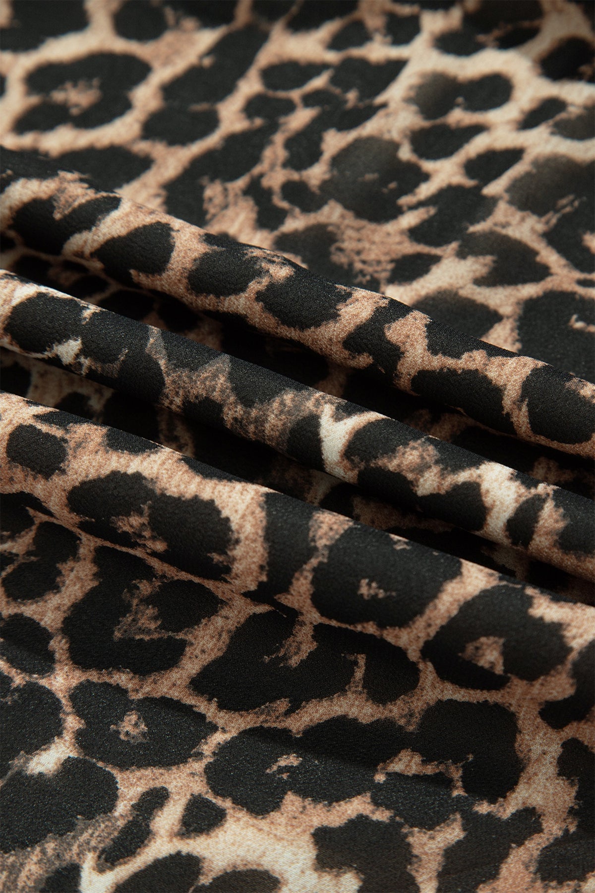 Wildly Chic Leopard Print Mock Neck Ruffle Mini Dress – Long Sleeve Flowy Women’s Dress