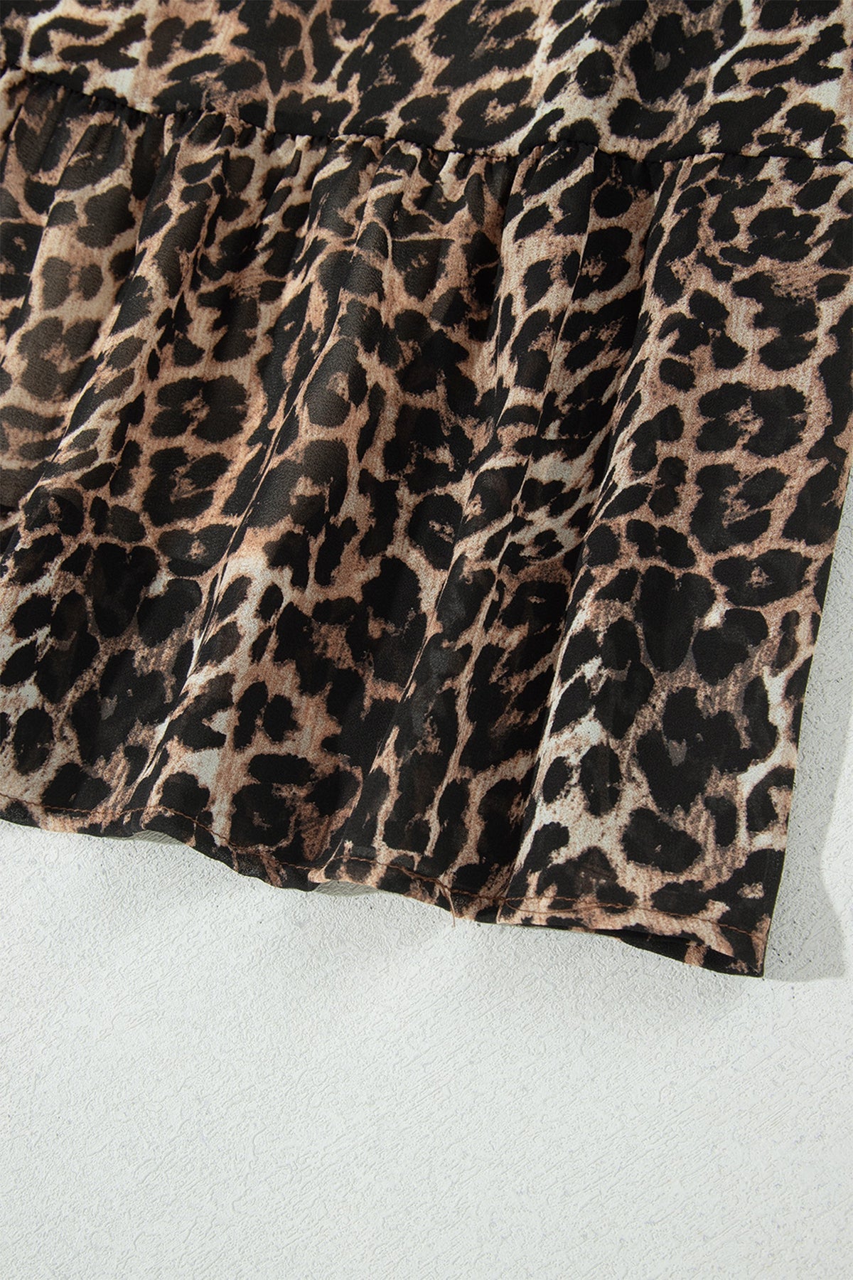 Wildly Chic Leopard Print Mock Neck Ruffle Mini Dress – Long Sleeve Flowy Women’s Dress