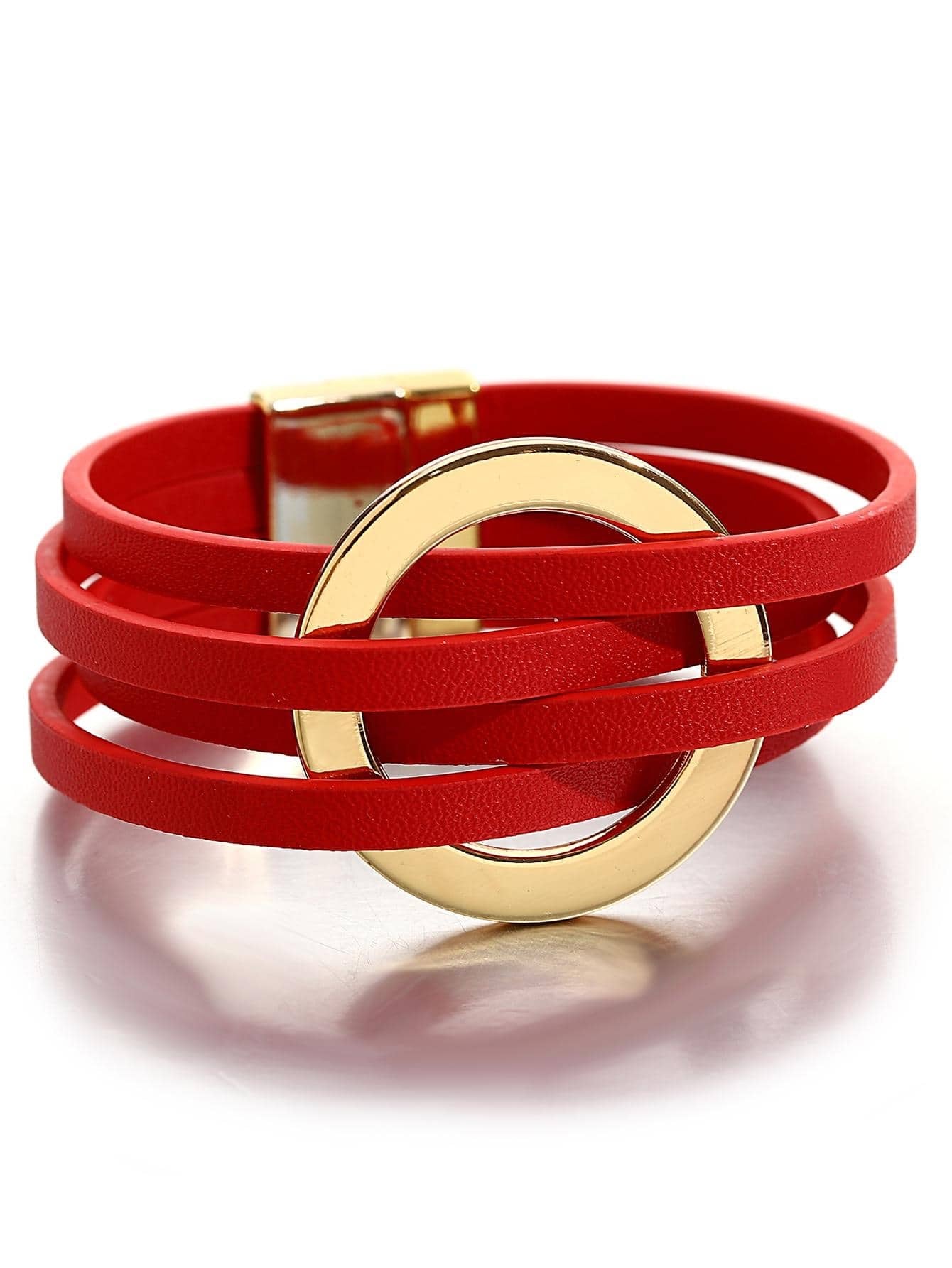 Leather Strap Bracelet - Red