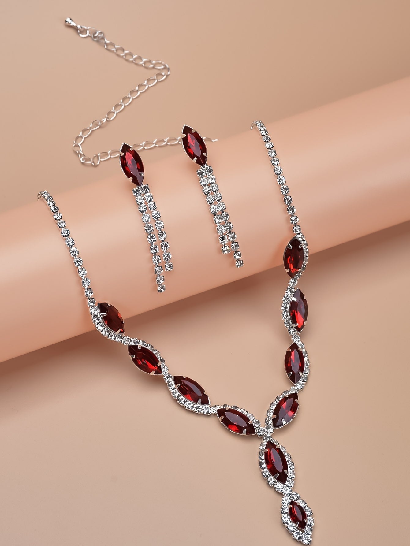 Ruby Inspired Rhinestone Necklace