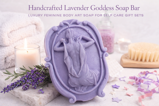 Handcrafted Lavender Goddess Soap Bar – Luxury Feminine Body Art Soap for Self Care Gift Sets