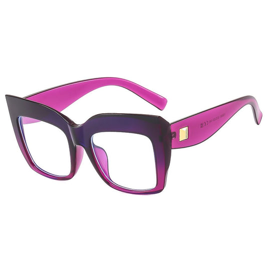 Wide Frame Cat-Eye Fashion Glasses - Purple