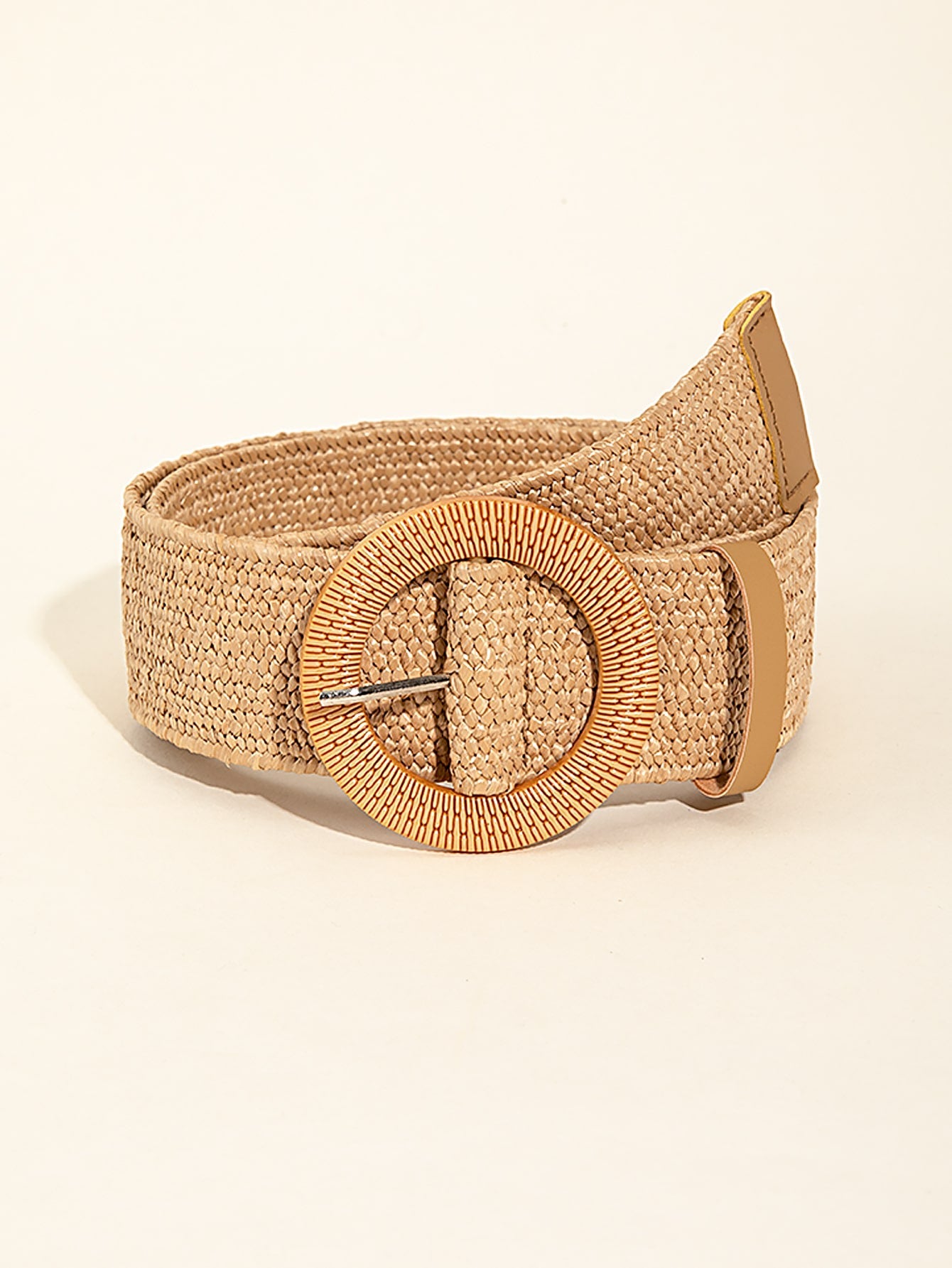 Straw Weave Belt - Khaki