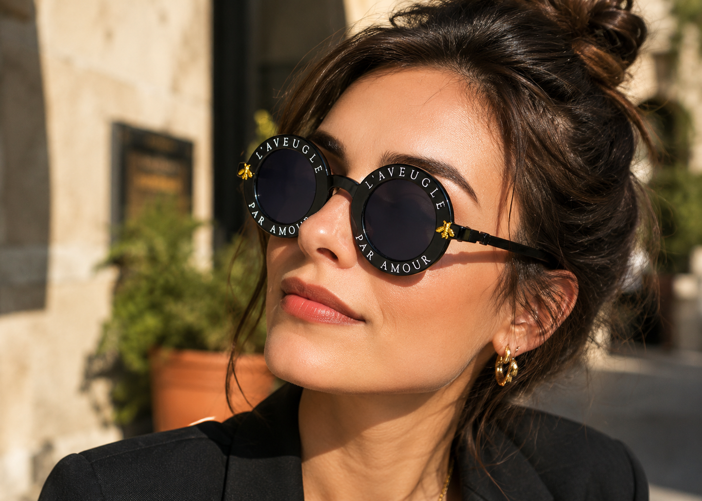Bee Retro Sunglasses -Black