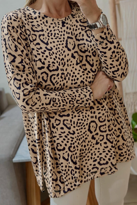Leopard Print Long Sleeve Top – Effortless Chic Animal Print Blouse