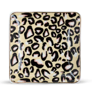 Leopard Print Ceramic Soap Dish for Bathroom Vanity | Decorative Animal Print Soap Holder