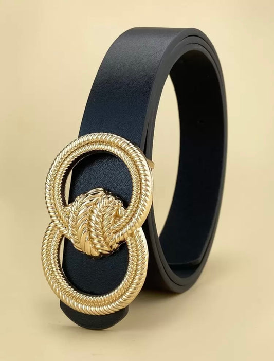 Vintage Gold Buckle Belt - Black 43.3 inches