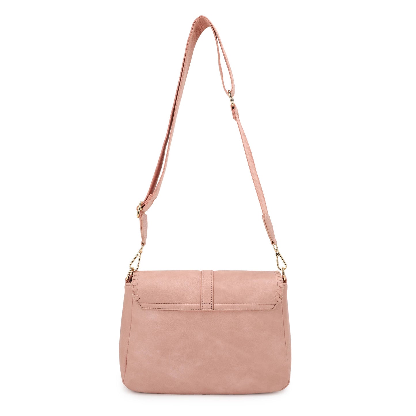 Blush Braided Trim Crossbody Bag with Tassel – Adjustable Strap Shoulder Purse for Women