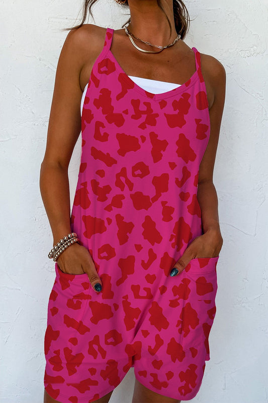 Leopard Animal Print Romper - Pink