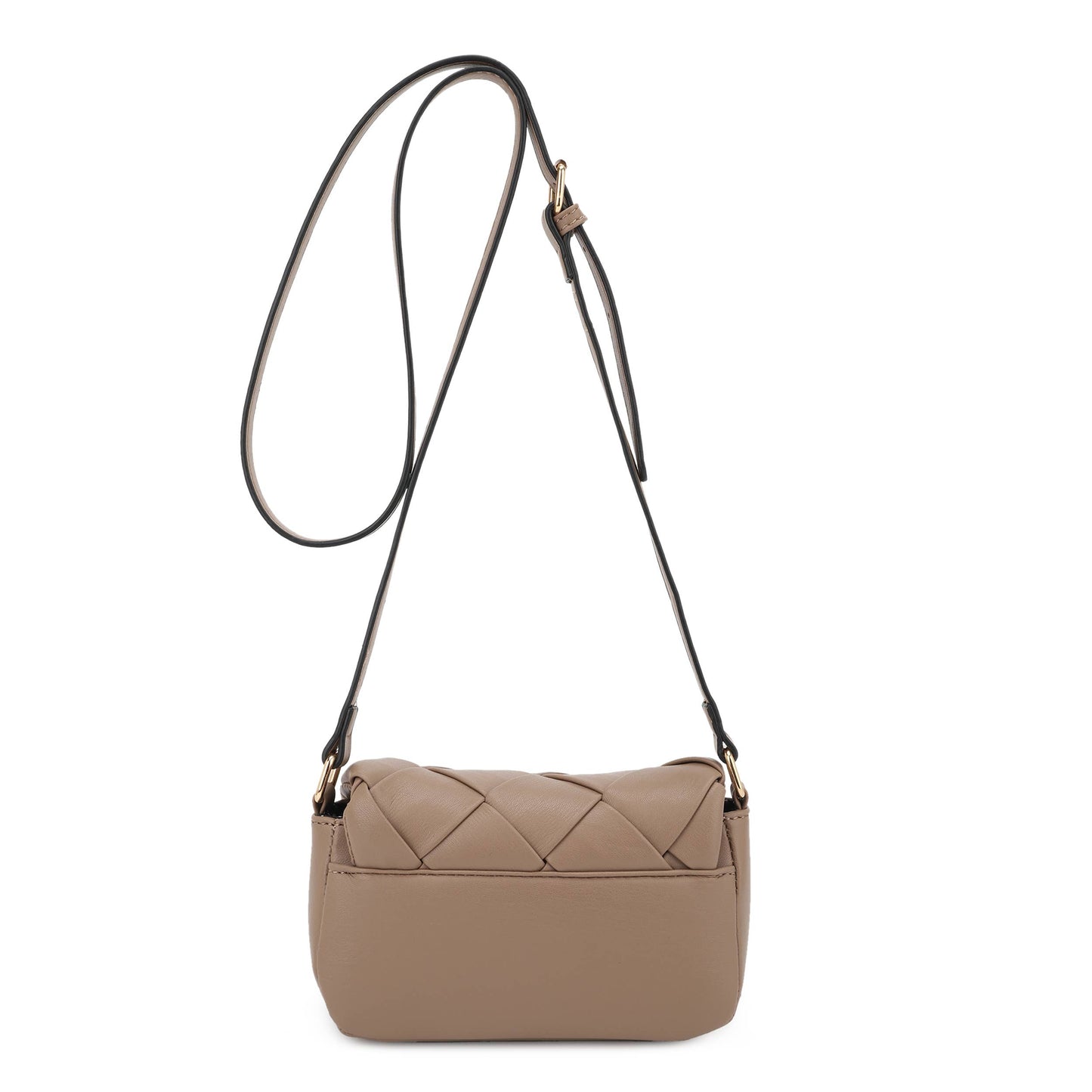 Emily Mini Trendy Woven Crossbody Bag for Women – Quilted Vegan Leather Shoulder Purse in Khaki