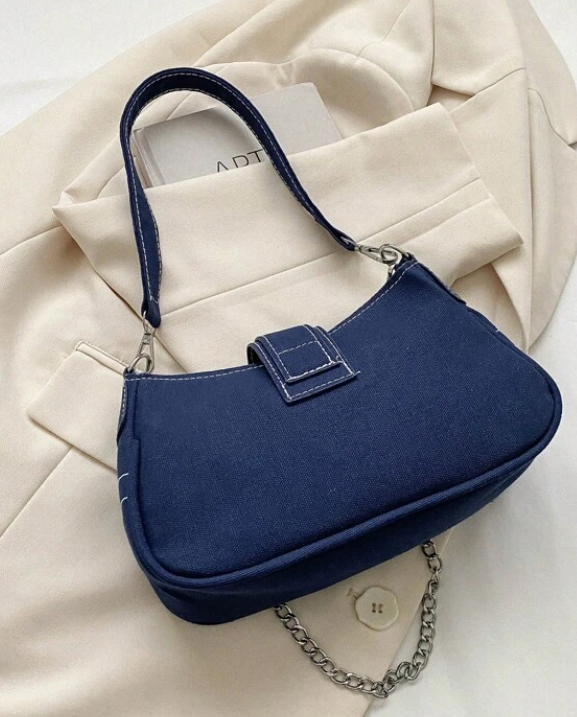 Janie Studded Shoulder Handbag - Blue