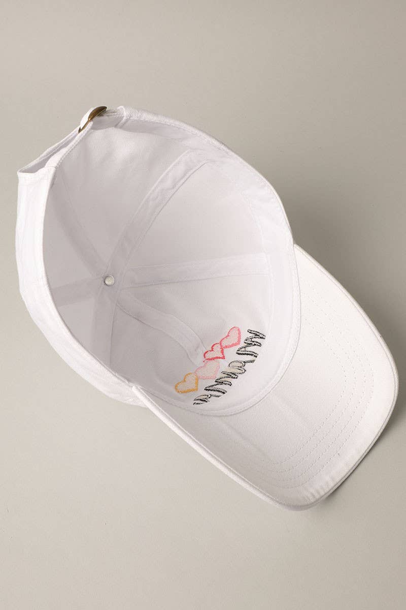 Mama Heart Embroidered White Baseball Cap – Cute Adjustable Mom Hat |