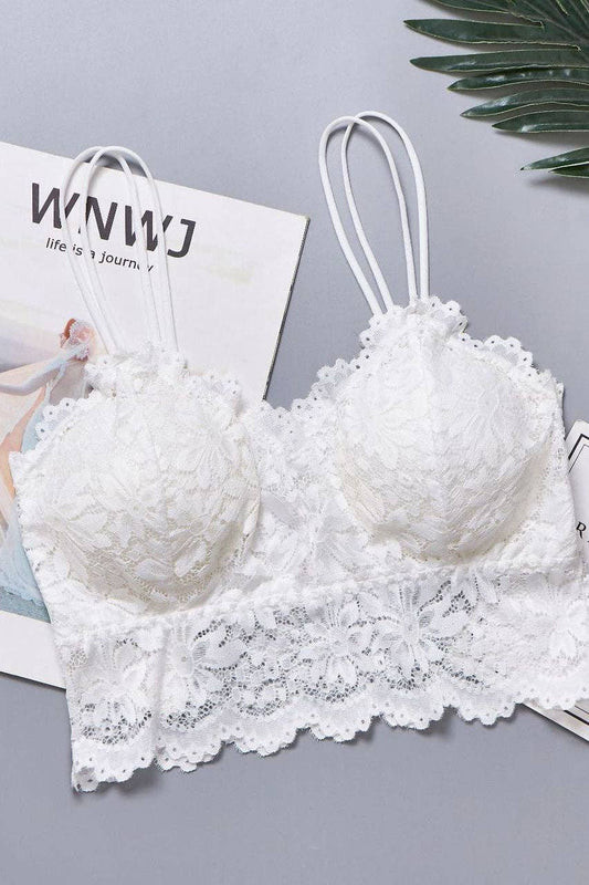 Lace Bralette for Women | Floral Lace Cami Top 
White