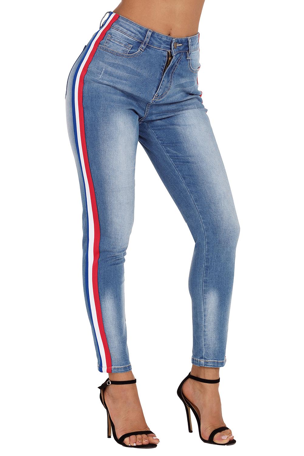 Racer Stripe Jeans -Blue