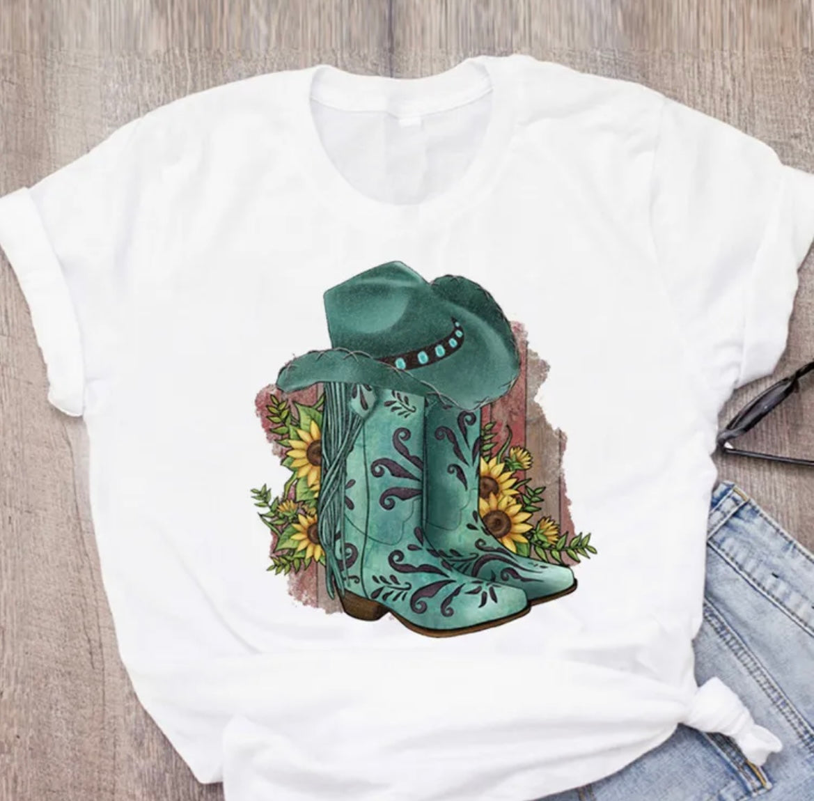 Boot ~N~Flowers Graphic T-shirt