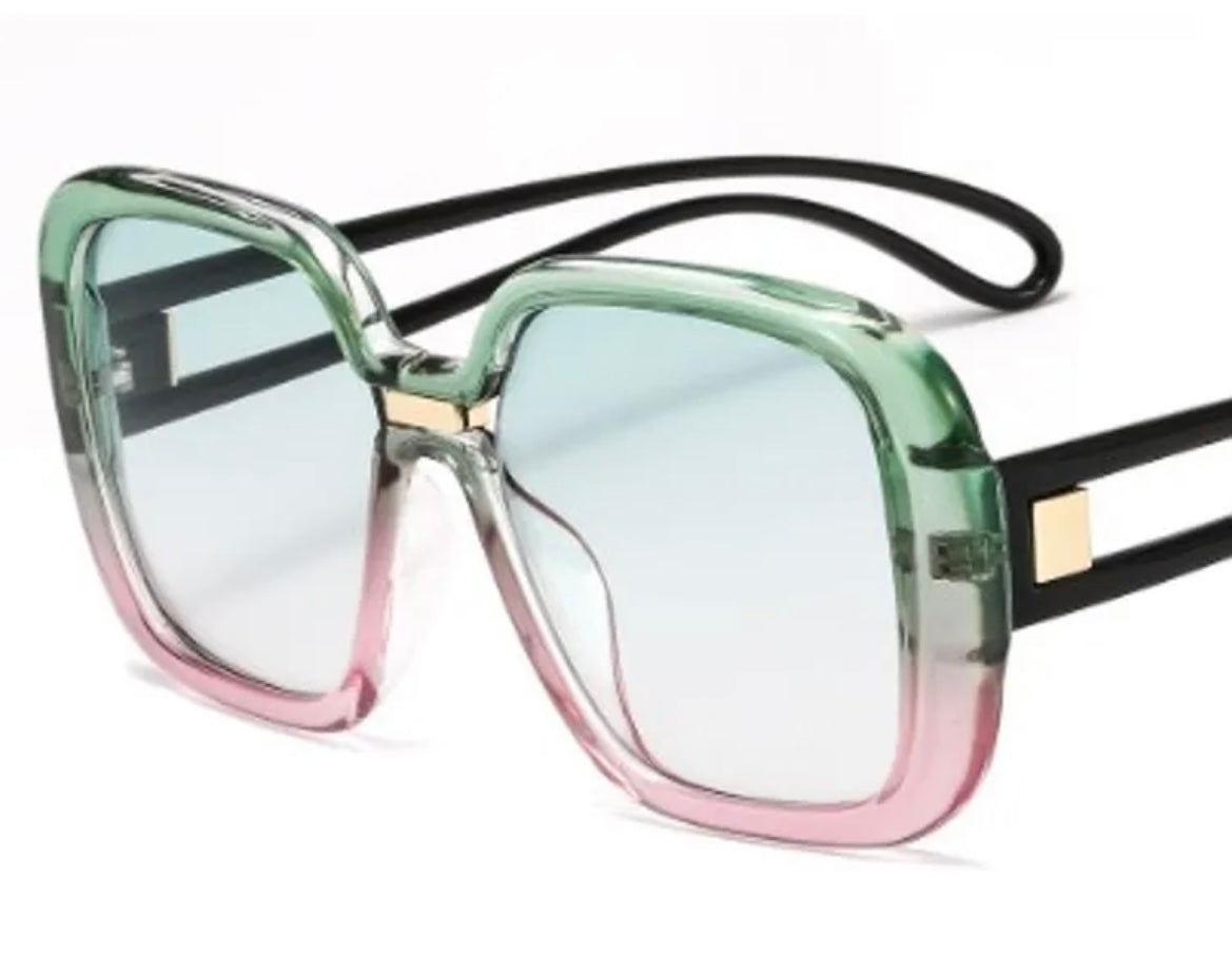 Color Block Sunglasses - Pink & Green